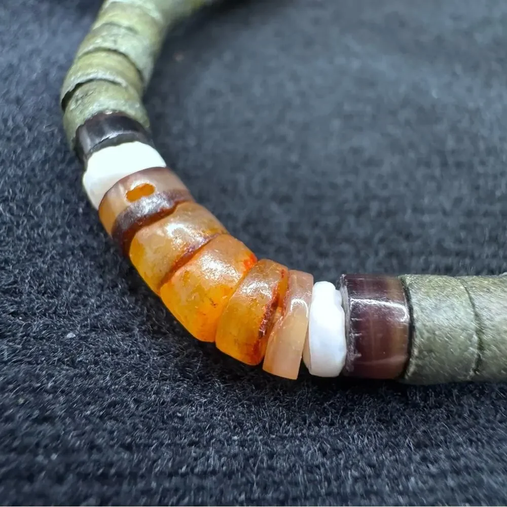 Bracelet Natural Stone Heishi Beads Earth Tones Artisan Boho Style